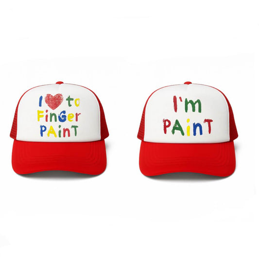 I Love to Finger Paint, I'm Paint Trucker Hats